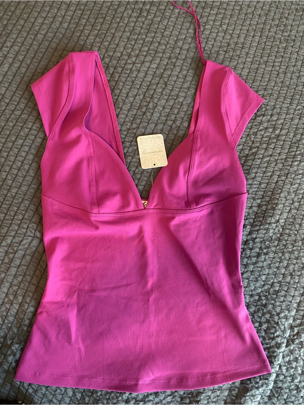 Free People Deep V Neck Fitted Top